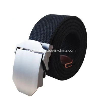 Cintura in tessuto di tela da uomo casual classico con fibbia durevole OEM di fabbrica in Cina